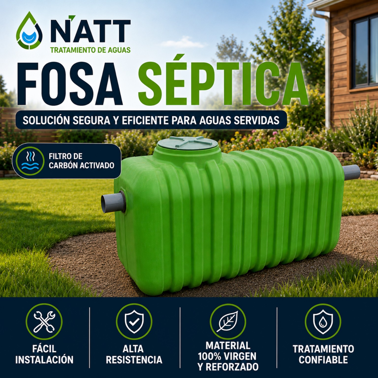Fosa séptica NATT con filtro de carbón activado